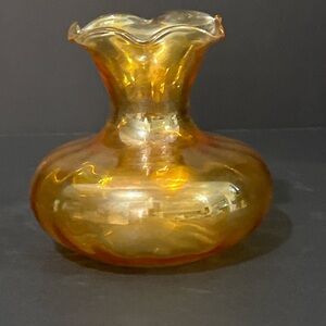 vintage Fenton Opalescent Caramel Ruffle Vase, produced in the mid-20th century